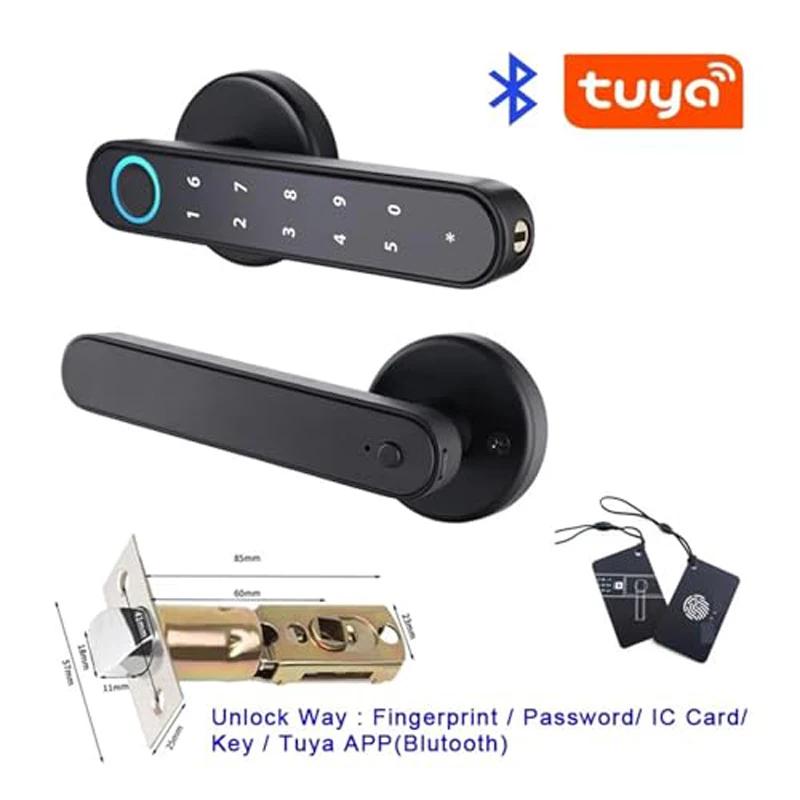 With Tuya Biometric Fingerprint Smart Door Lock Electronic Digital Lock Password Fingerprint Keyless Security Door Handle Home